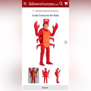 Little Mermaid Sebastian Crab Costume size 4-6